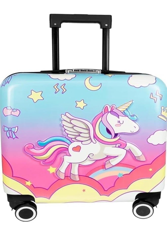 Swarn Products حقيبة سفر بعجلات من سوارن برودكتس، 8 عجلات، 15 بوصة، صلبة الجوانب، بنقشة شعار الاتحاد الطائر، حقيبة سفر صغيرة للأطفال - وردي - Image 1